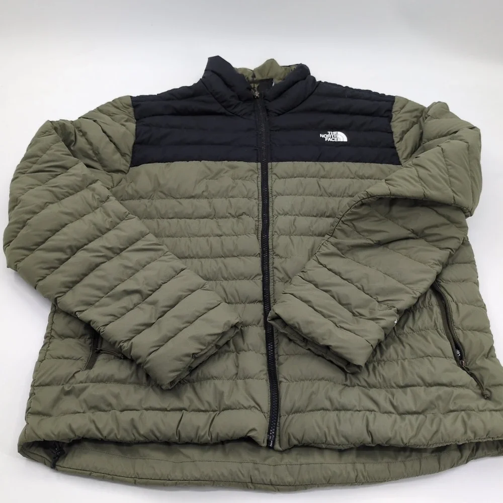 The North Face Stretch Down Jacket Mens XL 700 Puffer Olive Green Taupe Black